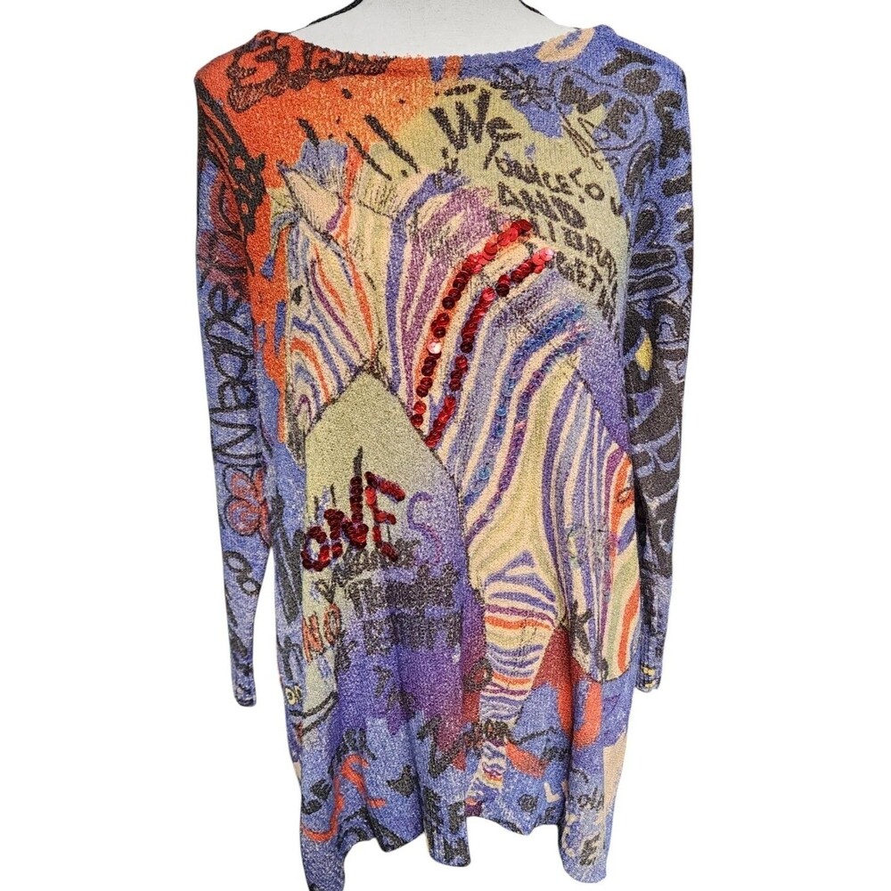 John Mark Zebra Abstract Sweater Embellished Size Medium